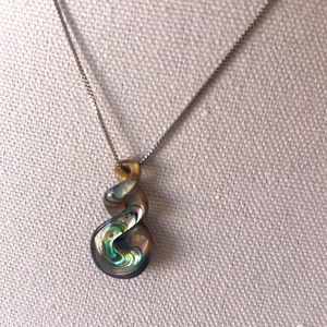 Vintage Colorful Abalone Shell pendant on 925 marked chainmade in Italy.